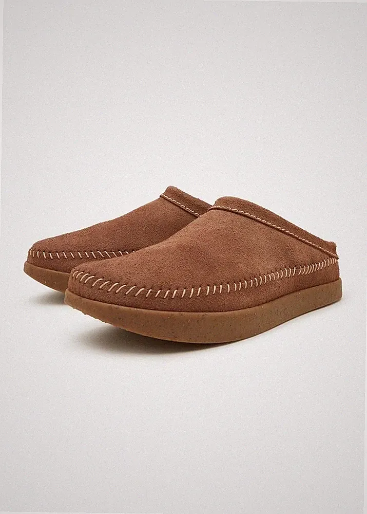 Yogi Herren Floyd Pantoletten Slipper Schuhe taupe braun Wildleder negative Sohle