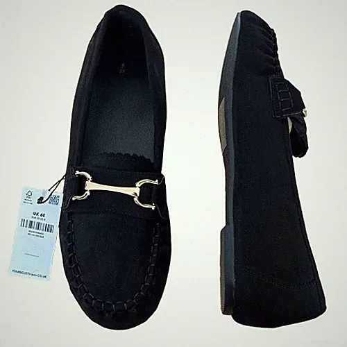 Yours Halbschuhe schwarz Damen Größe UK 6 EU 39 WEITE PASSFORM E Wildlederimitat Slipper Schuhe