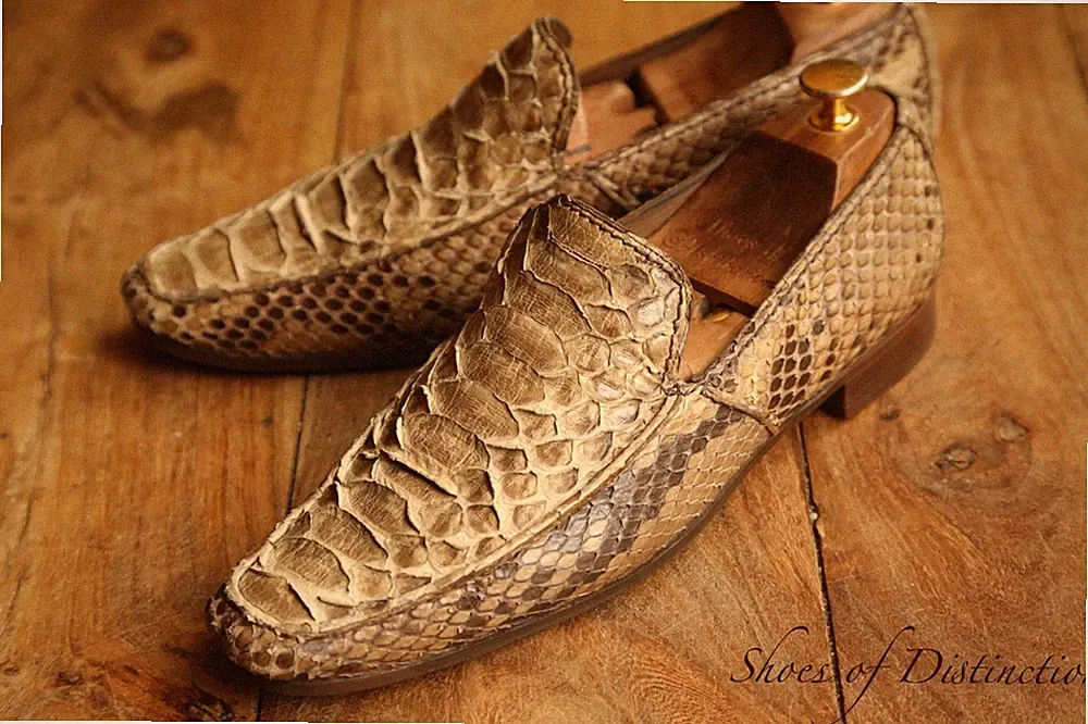 YSL Yves Saint Laurent Tan Beige Python Halbschuhe Schuhe Herren UK 6,5 US 7,5 EU 40,5