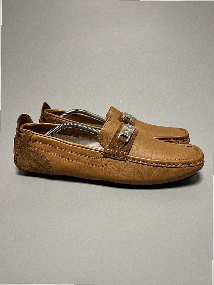 YSL Yves Saint Laurent Vintage Braun Leder Mokassins Driving Loafer Größe 43