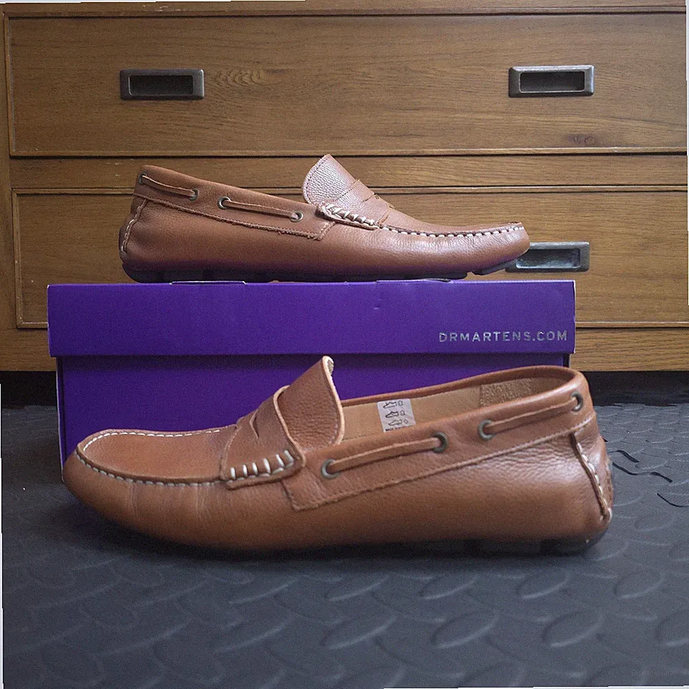 Yucca Leder Driving Mokassins Halbschuhe Schuhe Herren Größe EU 43 UK 9 Vibram Sohle