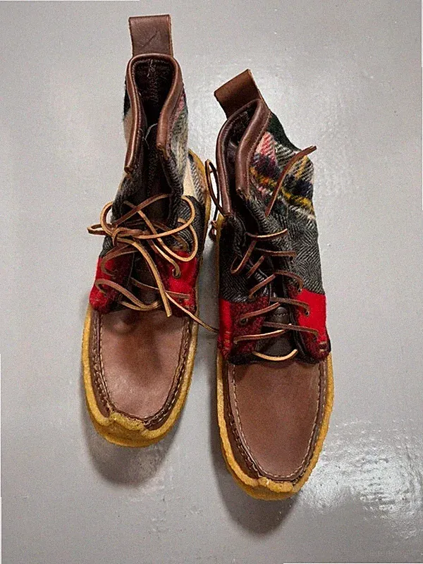 Yuketen Jagdstiefel - karierte Wolle Crazy & braunes Leder - Made in USA