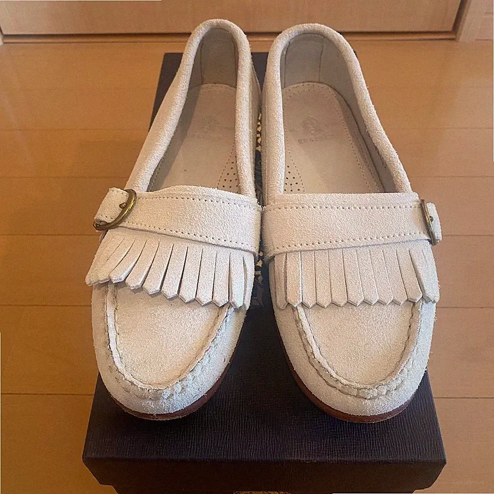 Yuketen Wildleder Fransen Schnalle Halbschuhe Damengröße 24 cm US 6,5 hergest...
