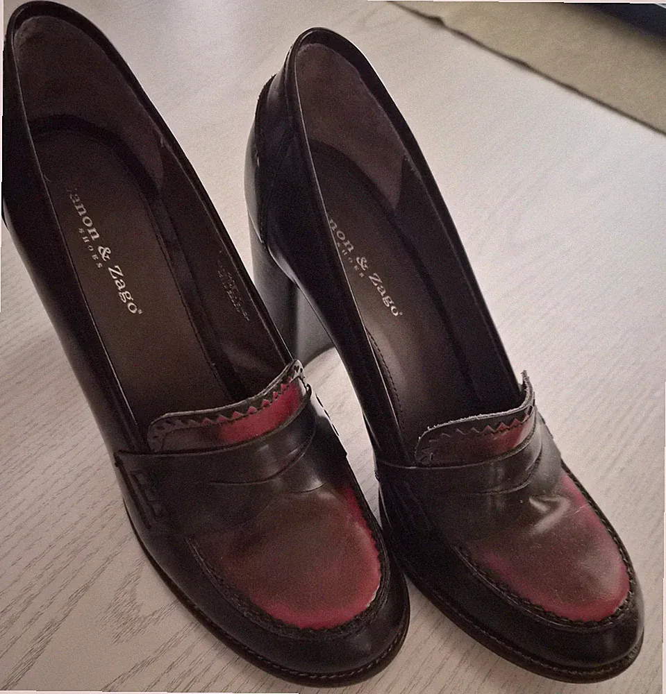 Zanon & Zago Damen Loafer Slip-On Leder Schwarz/Bordeaux EU 39 Business