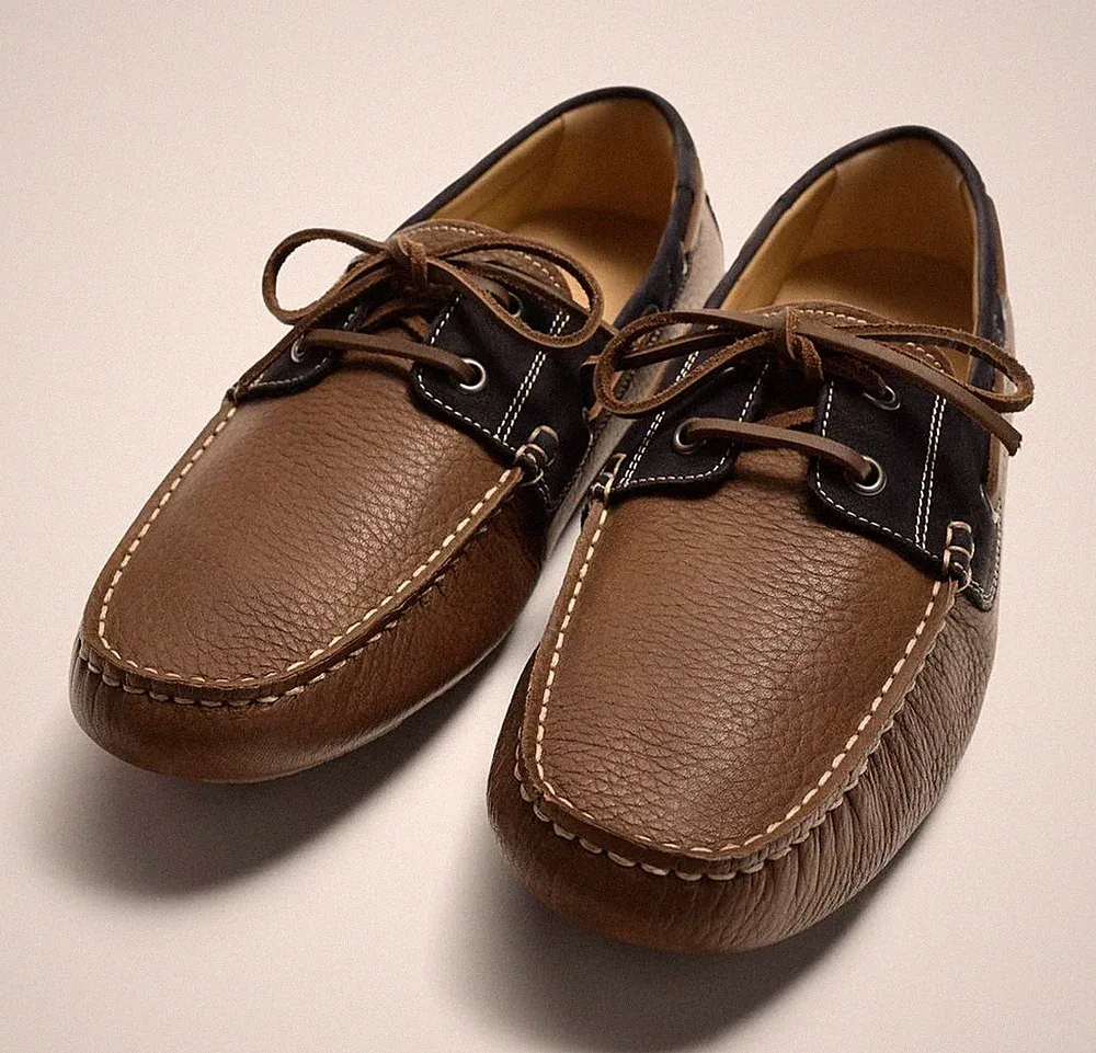 ZARA 100% LEDER Freizeit HALBSCHUHE BRAUN SCHLEIFE US 10-11 2423/620/202 NEU