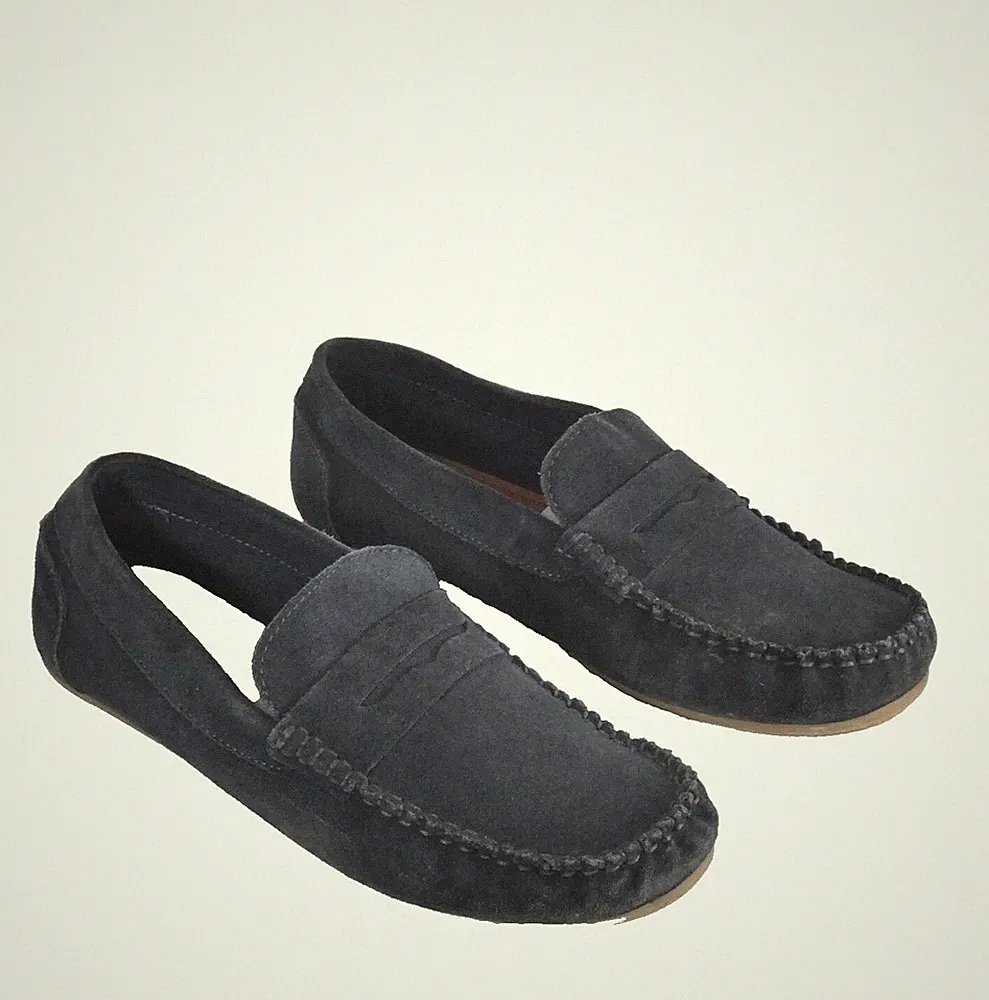 Zara Jungen Herren Halbschuhe Mokassins Fahrschuhe Navy Blau Wildleder EU 39 UK 6