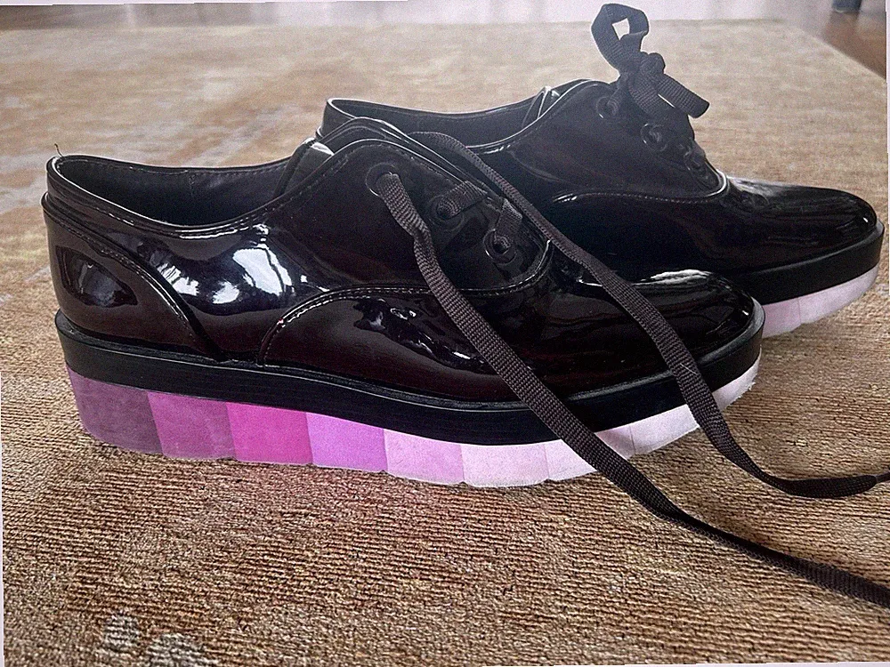 Zara Woman Plateau Lackschuhe Gr. 40 ✨ Chunky Loafer Pink Sneaker Lack Aubergine