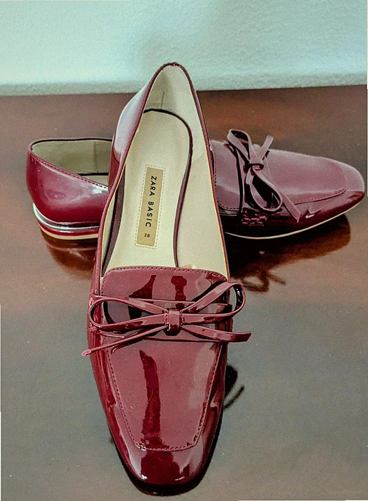 ZARA Women Loafer Gr. 38 Mokkassin Rot / Bordeaux Schuhe - Neu ungetragen!