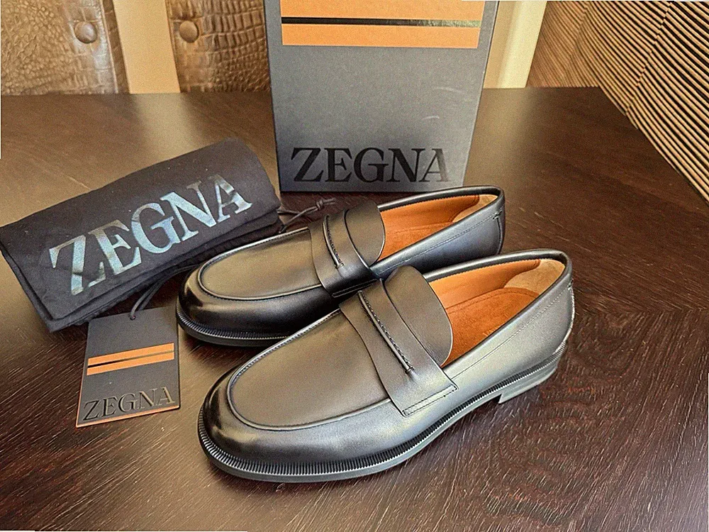 ZEGNA Mocassin Corso Loafer aus Leder Schwarz Size: 41,5 UK 7,5 Modell 2026