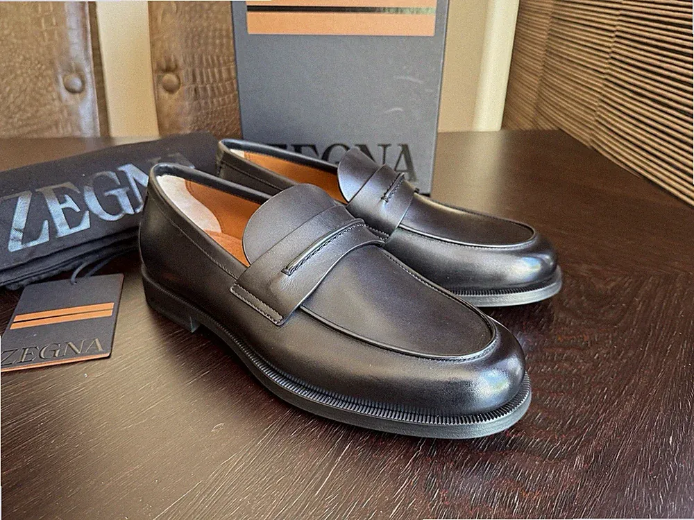 ZEGNA Mocassin Corso Loafer aus Leder Schwarz Size: 41,5 UK 7,5 Modell 2026