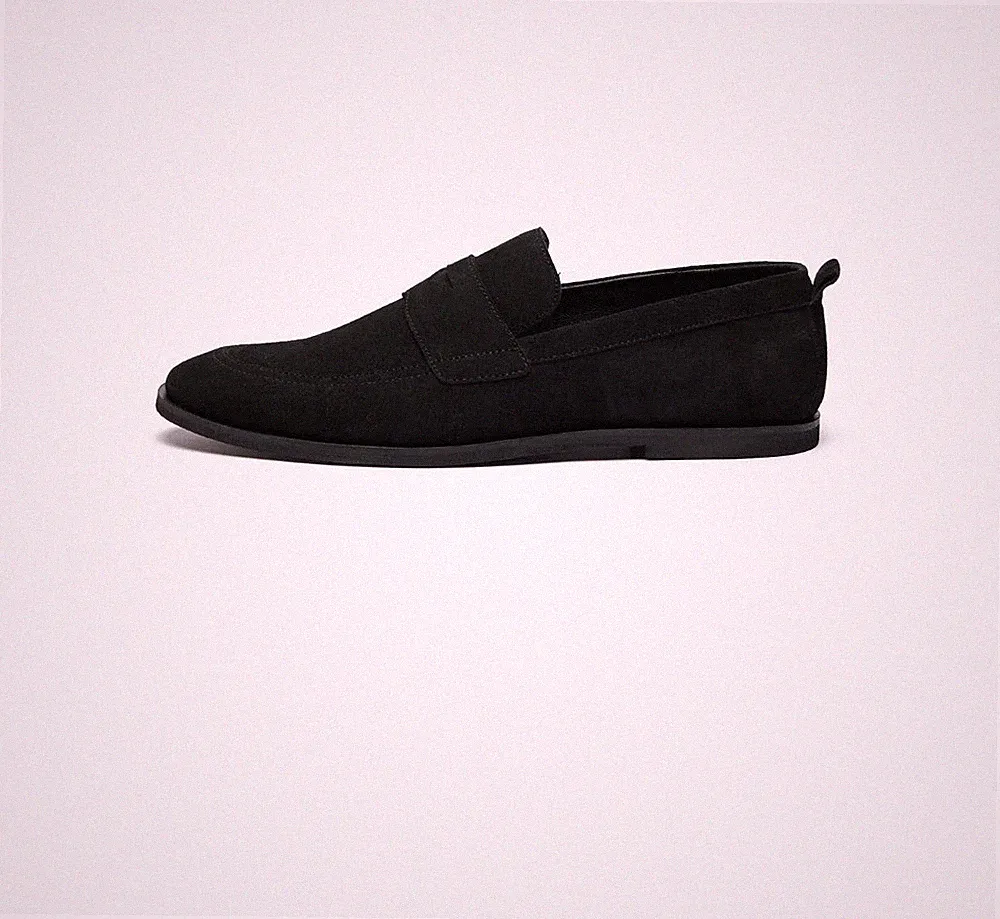 Zign Herren Leder Slipper Schwarz Gr. 43 Loafer Mokassin Wildleder